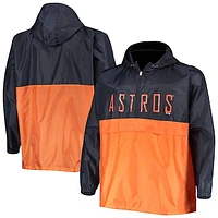 Men's Navy/Orange Houston Astros Big & Tall Split Body Anorak Half-Zip Jacket