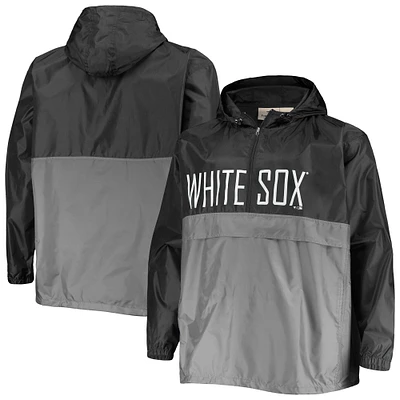 Men's Black/Gray Chicago White Sox Big & Tall Split Body Anorak Half-Zip Jacket