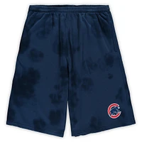 Men's Navy Chicago Cubs Big & Tall Tye Dye Fleece Shorts