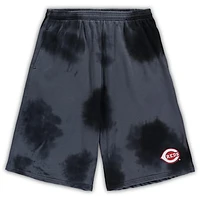 Men's Black Cincinnati Reds Big & Tall Tye Dye Fleece Shorts