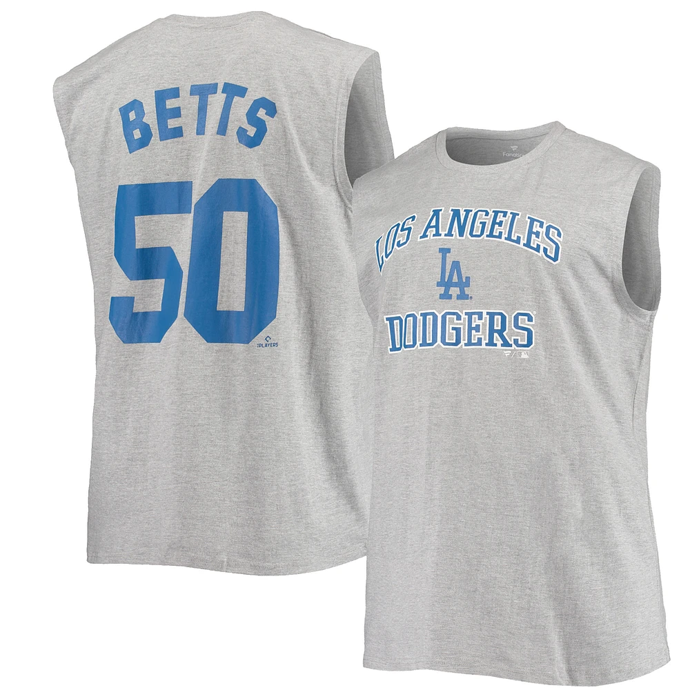 Men's Mookie Betts Heathered Gray Los Angeles Dodgers Big & Tall Muscle Tank Top