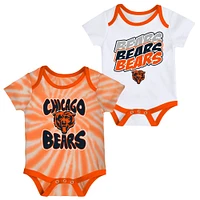 Newborn & Infant White/Orange Chicago Bears Monterey Tie-Dye - 2-Pack Bodysuit Set