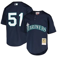 Youth Mitchell & Ness Ichiro Suzuki Navy Seattle Mariners Cooperstown Collection Mesh Batting Practice Jersey