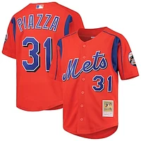 Youth Mitchell & Ness Mike Piazza Orange New York Mets Cooperstown Collection Mesh Batting Practice Jersey