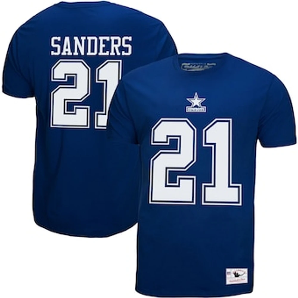 Men's Mitchell & Ness Deion Sanders Royal Dallas Cowboys Retired Player Logo Name Number T-Shirt