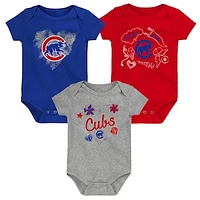 Infant Royal/Red/Gray Chicago Cubs Batter Up 3-Pack Bodysuit Set