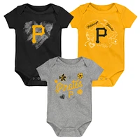 Infant Black/Gold/Gray Pittsburgh Pirates Batter Up 3-Pack Bodysuit Set