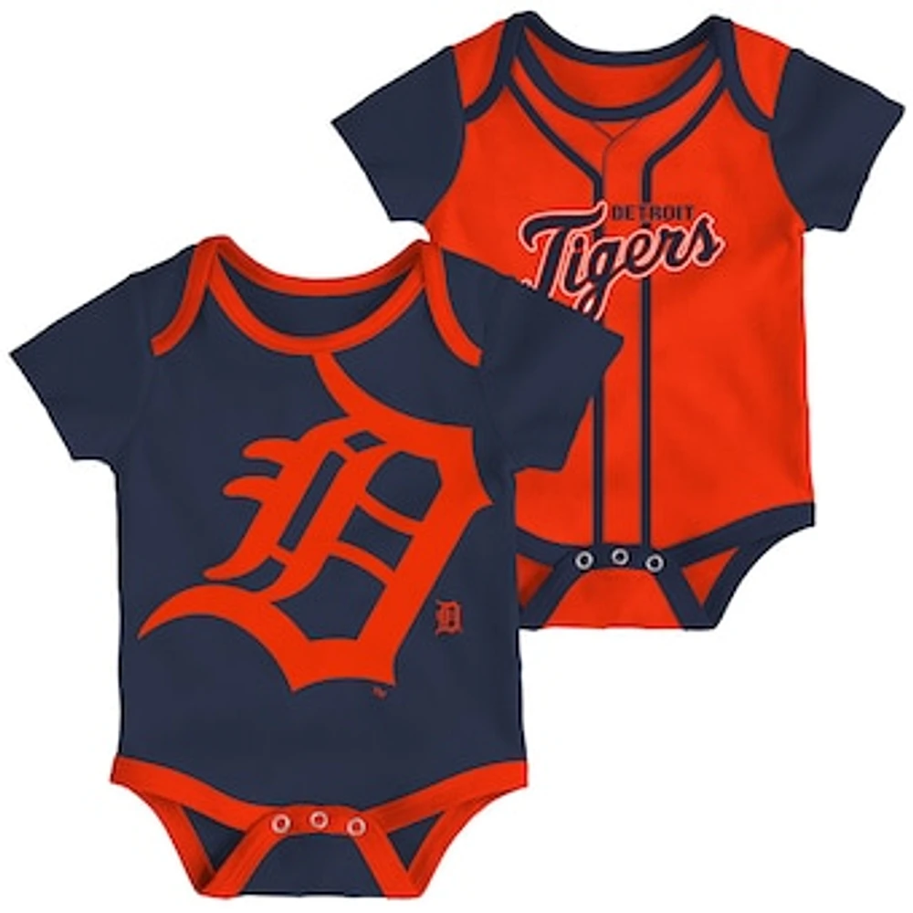 Infant Navy/Orange Detroit Tigers Double 2-Pack Bodysuit Set