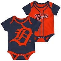 Infant Navy/Orange Detroit Tigers Double 2-Pack Bodysuit Set