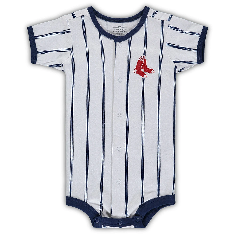 Infant White Boston Red Sox Pinstripe Power Hitter Coverall