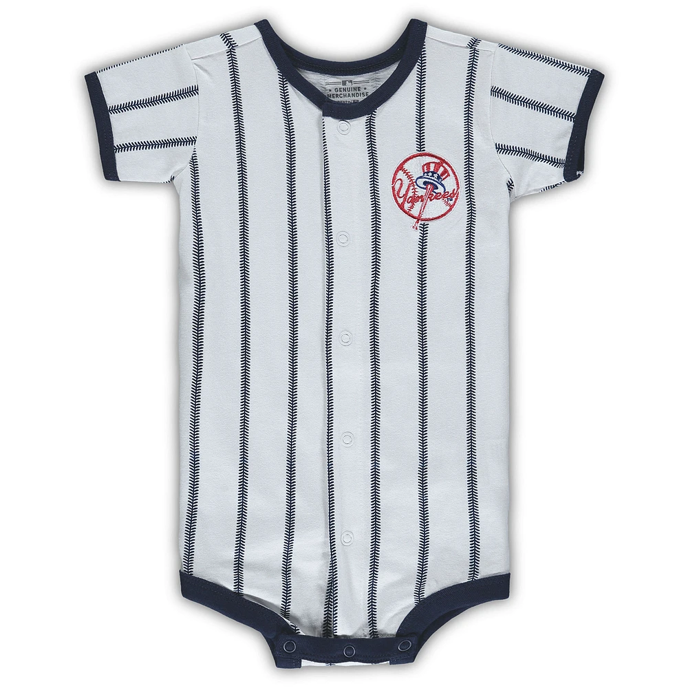 Infant White New York Yankees Pinstripe Power Hitter Coverall