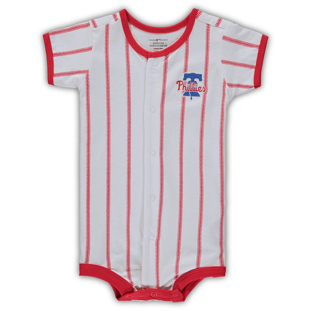 Infant White Philadelphia Phillies Pinstripe Power Hitter Coverall