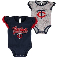 Newborn & Infant Navy/Heathered Gray Minnesota Twins Scream & Shout Two-Pack Bodysuit Set