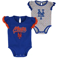 Newborn & Infant Royal/Heathered Gray New York Mets Scream & Shout Two-Pack Bodysuit Set