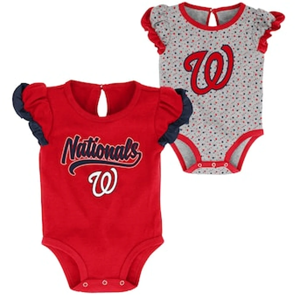 Newborn & Infant Red/Heathered Gray Washington Nationals Scream & Shout Two-Pack Bodysuit Set