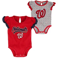 Newborn & Infant Red/Heathered Gray Washington Nationals Scream & Shout Two-Pack Bodysuit Set