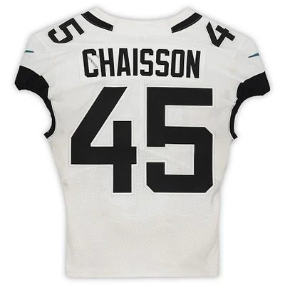 K'Lavon Chaisson Jacksonville Jaguars Game-Used #45 White Jersey vs. Tennessee Titans on December 12 2021