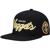 Men's Mitchell & Ness Black Denver Nuggets Hardwood Classics Script 2.0 Snapback Hat