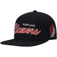 Men's Mitchell & Ness Black Portland Trail Blazers Hardwood Classics Script 2.0 Snapback Hat