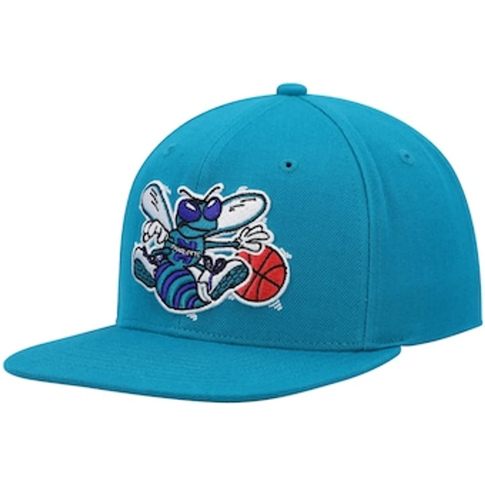 Men's Mitchell & Ness Teal Charlotte Hornets Hardwood Classics Team Ground 2.0 Snapback Hat