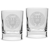 Wellesley Blue Team 11.75oz. Square Double Old Fashioned Glass Set