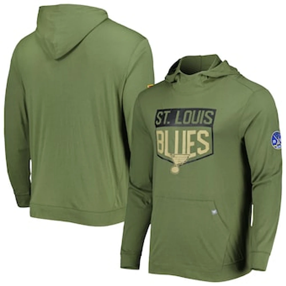 Men's Levelwear Olive St. Louis Blues Thrive Tri-Blend Pullover Hoodie