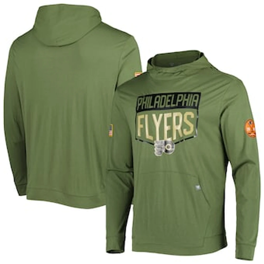 Men's Levelwear Olive Philadelphia Flyers Thrive Tri-Blend Pullover Hoodie