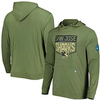 Men's Levelwear Olive San Jose Sharks Thrive Tri-Blend Pullover Hoodie