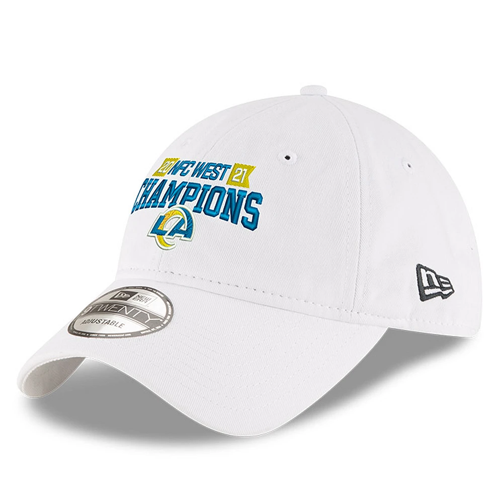 Men's New Era White Los Angeles Rams 2021 NFC West Division Champions 9TWENTY Adjustable Hat