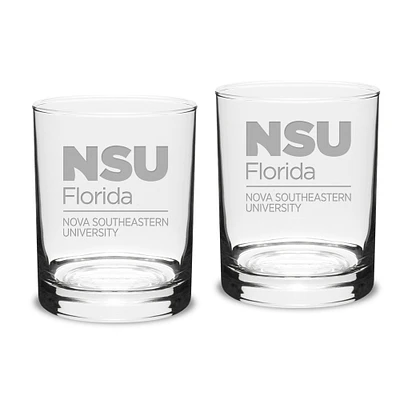 Nova Southeastern Sharks 14oz. 2-Piece Classic Double Old-Fashioned Glass Set