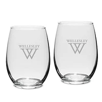 Wellesley Blue 15oz. 2-Piece Stemless Wine Glass Set