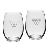 Wellesley Blue 15oz. 2-Piece Stemless Wine Glass Set
