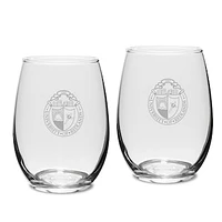 University of Redlands Bulldogs 15oz. 2-Piece Stemless Wine Glass Set