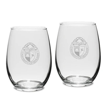 University of Redlands Bulldogs 15oz. 2-Piece Stemless Wine Glass Set