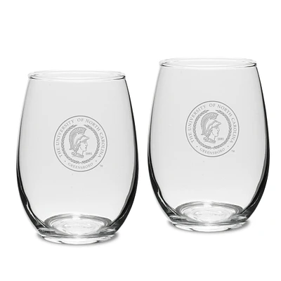 UNCG Spartans 15oz. 2-Piece Stemless Wine Glass Set