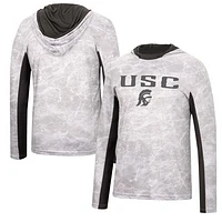 Men's Colosseum White USC Trojans Mossy Oak SPF 50 Performance Long Sleeve Hoodie T-Shirt