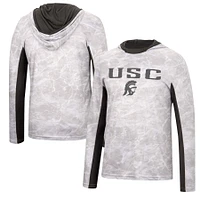 Men's Colosseum White USC Trojans Mossy Oak SPF 50 Performance Long Sleeve Hoodie T-Shirt