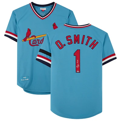 Ozzie Smith St. Louis Cardinals Autographed Light Blue Mitchell & Ness Authentic Jersey