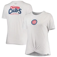 Women's New Era White Chicago Cubs Plus 2-Hit Front Knot T-Shirt