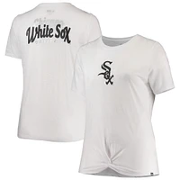 Women's New Era White Chicago Sox Plus 2-Hit Front Knot T-Shirt