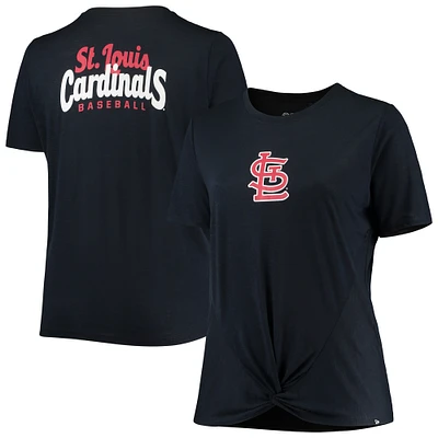 Women's New Era Navy St. Louis Cardinals Plus 2-Hit Front Knot T-Shirt