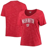 Women's New Era Red Washington Nationals Plus Raglan V-Neck T-Shirt