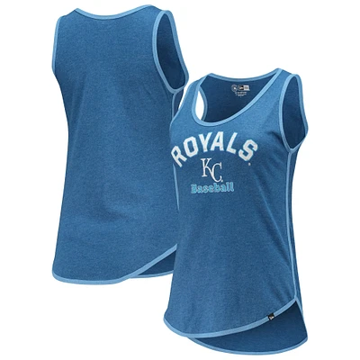 Women's New Era Heathered Royal Kansas City Royals Contrast Binding Scoop Neck Tank Top