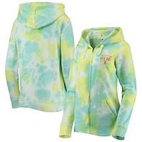 Women's New Era White Boston Red Sox Tie-Dye Full-Zip Hoodie