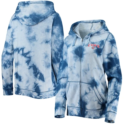 Women's New Era Royal Chicago Cubs Tie-Dye Full-Zip Hoodie