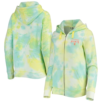 Women's New Era White San Francisco Giants Tie-Dye Full-Zip Hoodie