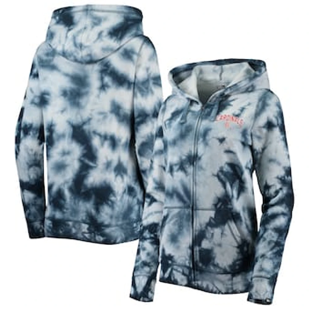 Women's New Era Navy St. Louis Cardinals Tie-Dye Full-Zip Hoodie