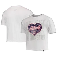 Girls Youth New Era White Washington Nationals Flip Sequin Heart Crop Top