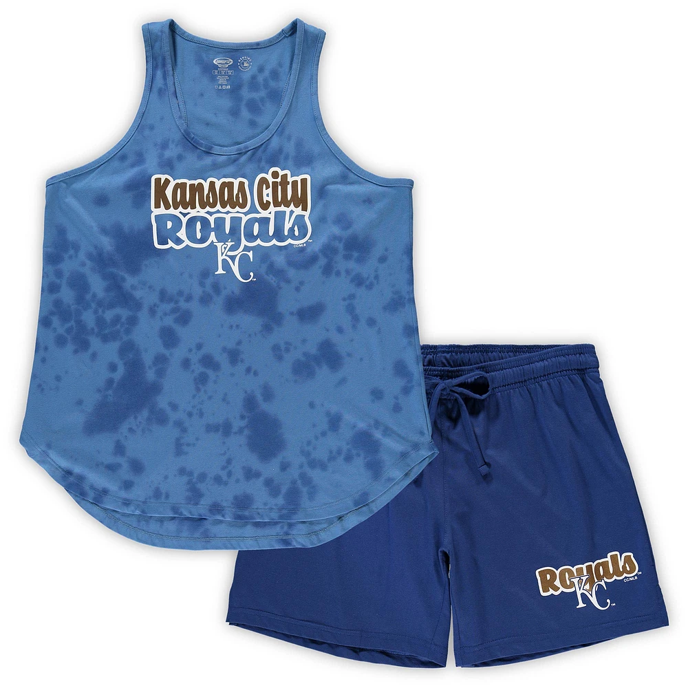 Women's Concepts Sport Royal Kansas City Royals Plus Cloud Tank Top & Shorts Sleep Set