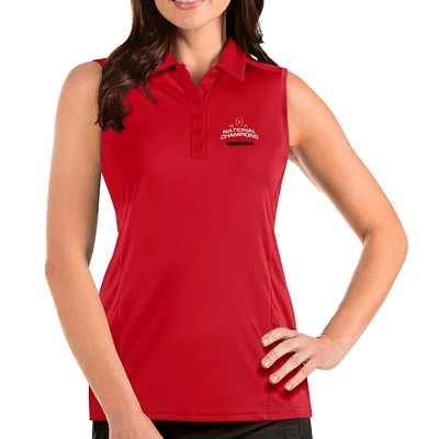 Women's Antigua Red Georgia Bulldogs College Football Playoff 2021 National Champions Sleeveless Tribute Polo